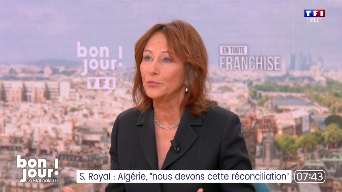🗣️"Le geste de réconciliation" avec l'Algérie "devrait commencer par la restitution des objets culturels volés. On rend ce qu'on a volé, pourquoi c'est si difficile ?" : Ségolène Royal 📺#EnTouteFranchise avec Adrien Gindre dans #BonjourLaMatinaleTF1 cc Bruce Toussaint