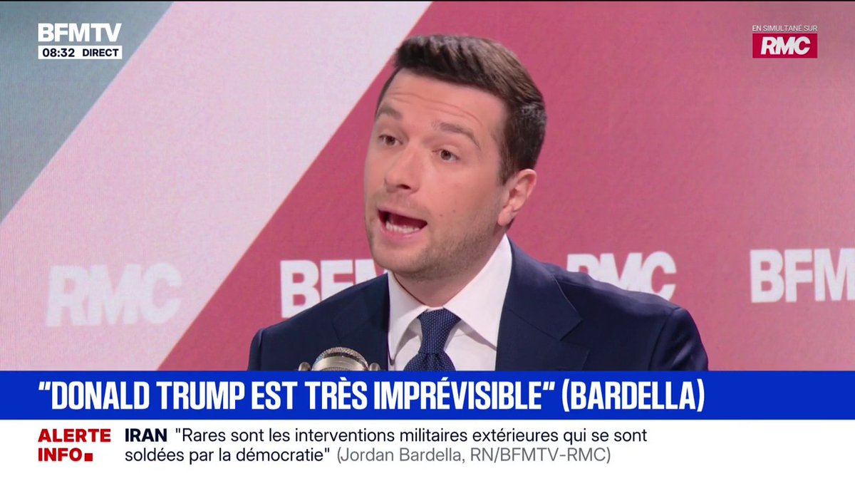 Jordan Bardella assure que Donald Trump "n'a jamais été son modèle"