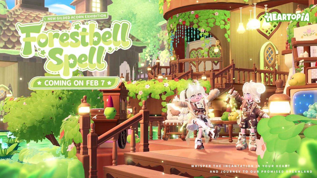 Gilded Acorn Exhibition | Forestbell Spell PV Whisper the incantation in your heart and journey to our promised dreamland.🌳🫧 New Gilded Acorn Exhibition: Forestbell Spell will be released on February 7. #heartopia #GildedAcornExhibition