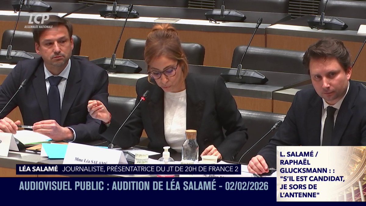 Audiovisuel public : "Jamais personne n'a pu entendre que mon compagnon ou quiconque tenait mon stylo. Je n'ai jamais fait une seule interview sur l'influence de quiconque", déclare Léa Salamé. "Mon indépendance, c'est mon talisman, j'y tiens plus que tout." #DirectAN