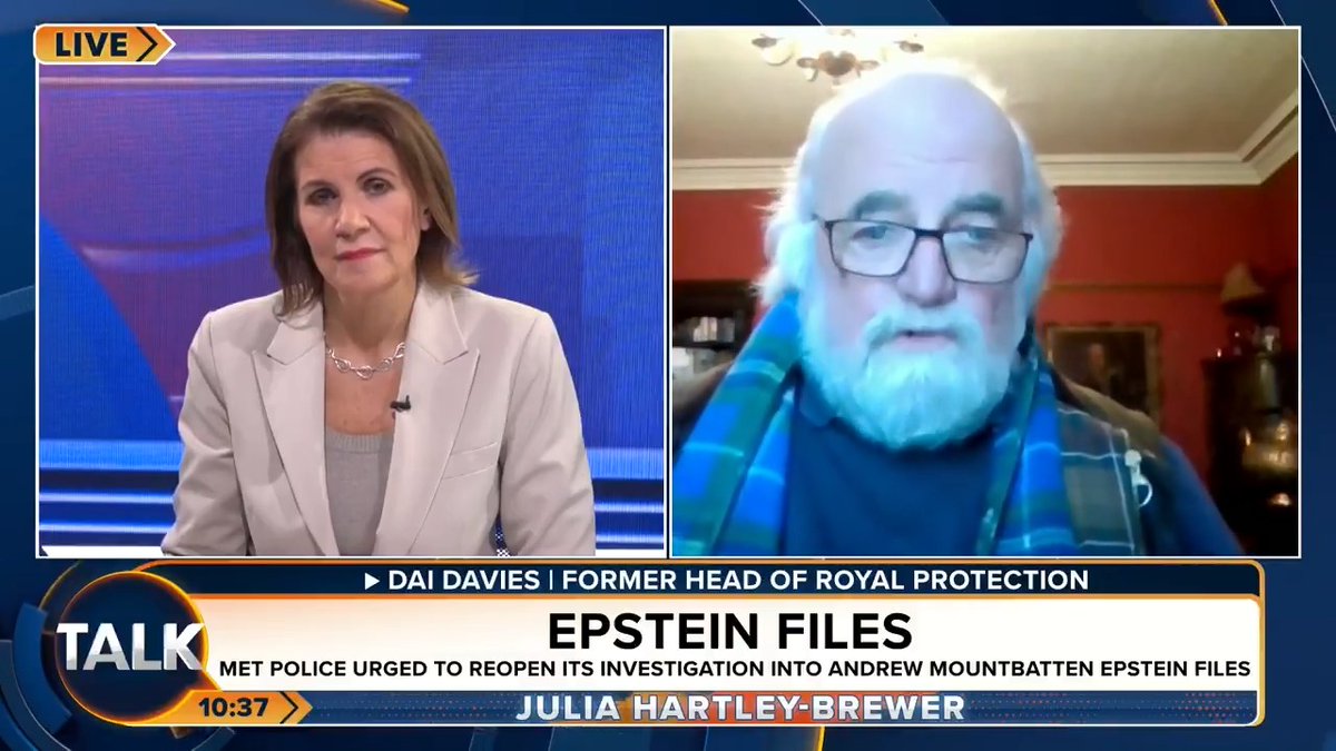🚨"What did the Palace know? Who has covered up for him for many, many years? Somebody has kept quiet." Former Head of Royal Protection Dai Davies says there needs to be a "proper investigation" into Andrew Mountbatten Windsor. Julia Hartley-Brewer