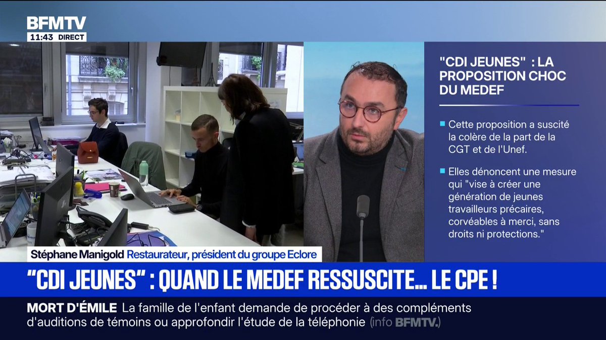 BFM nous a encore ressorti le fanatique macroniste Stéphane Manigold pour défendre la dernière proposition scandaleuse du MEDEF en nous le présentant comme restaurateur Ça manque de contexte…