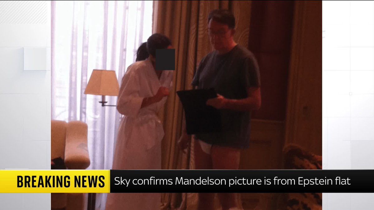 BREAKING: Sky News has confirmed that a photo of Peter Mandelson in his underwear was taken in Jeffrey Epstein’s Paris flat. Epstein files latest: 📺 Sky 501 and YouTube