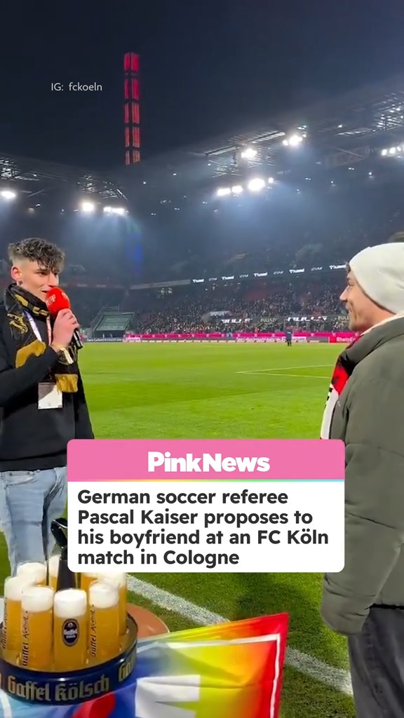 FC Koln’s referee Pascal Kaiser proposed to his boyfriend Moritz during the game in Cologne on Friday. Kaiser reportedly came out in 2021. In an interview with a German gay website, Kaiser talked about his relationship “I see this as my mission: to create visibility. To be a voice. And to encourage people who aren’t yet brave enough to speak up,” he told Schwulissimo. “I know how lonely it can be to think you’re the only one. I want no one to have to feel that way again.”