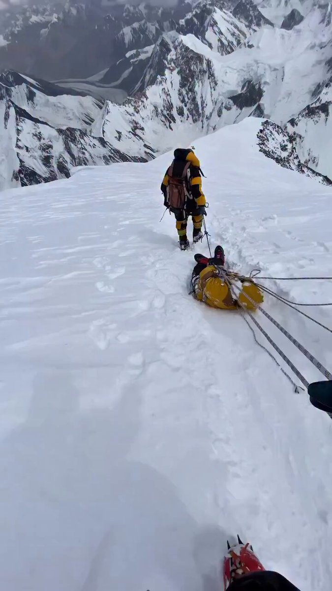 This is so heart wrenching. Murad Sadpara and his team recovered dead body of Hassan Shigri at bottle neck K2 ⛰️ Hassan had lost his life while climbing K2 an year earlier than this recovery. It was too difficult of a task, However Murad did that but you know what ?……………. Exactly a week after this rescue mission Murad lost his own life while climbing Broad Peak. Let’s s pray for Murad…. #k2 #Everest Everest Today #Pakistan #mountains #climbers #mountainclimbers #sherpa #EpsteinFiles #Epstein #BeckyxPoloRLStyle #GRAMMY #GRAMMYs2026
