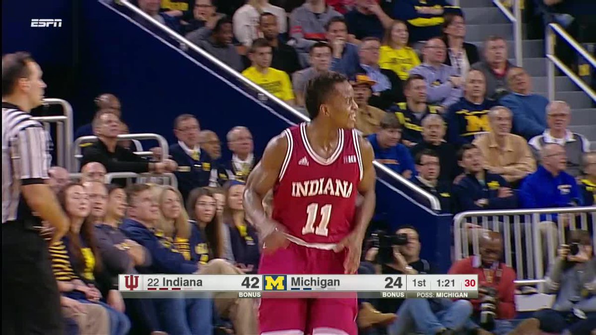 2️⃣5️⃣-0️⃣ run 💥 #OTD 🔟 years ago, No. 22 Indiana Basketball closed the first half on a wild run en route to victory at Michigan.