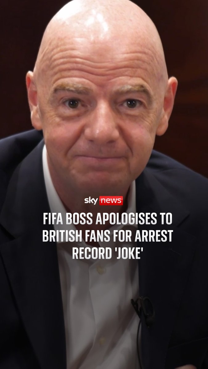 FIFA president Gianni Infantino has apologised for joking about British football fans' record of arrests. In an exclusive interview, he told Yalda Hakim that his joke about the 2022 Qatar World Cup being the first where no Brits were arrested was meant to be "light-hearted".