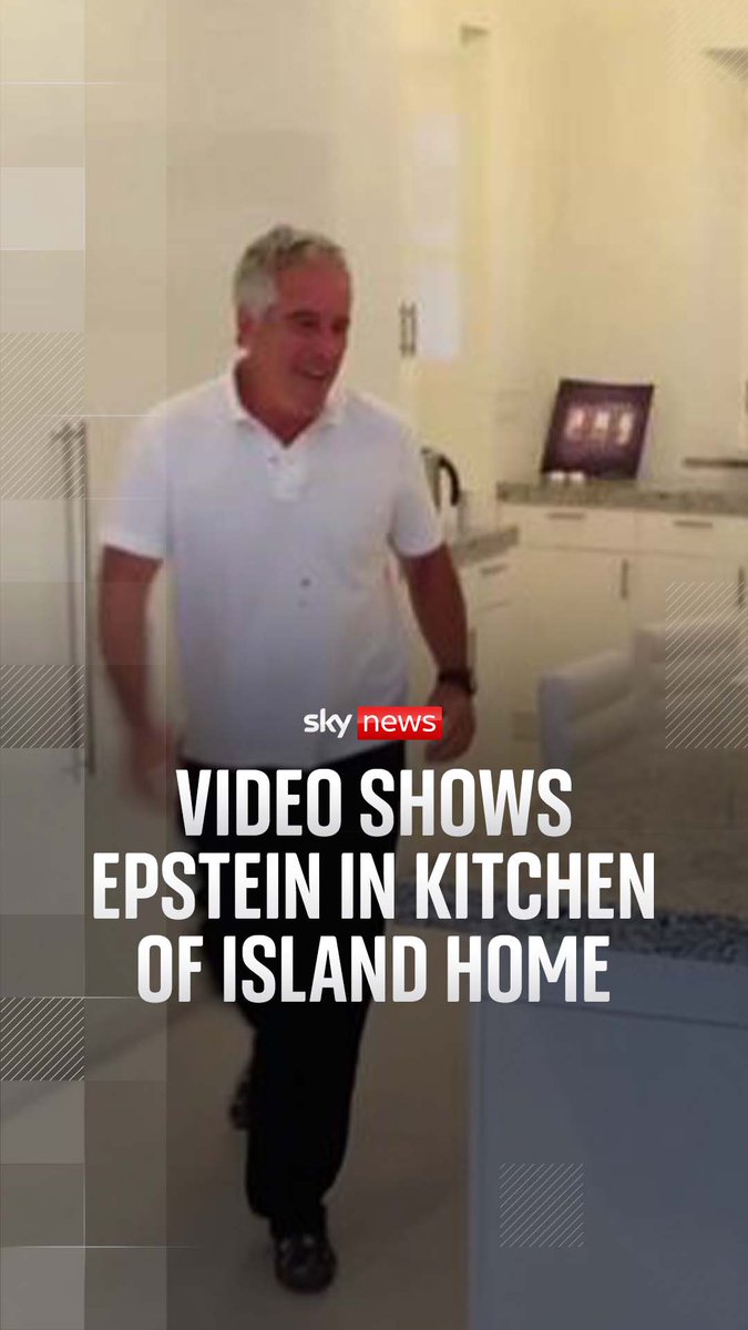 A new video shows Jeffrey Epstein running around the kitchen island in his Little Saint James home. The video has been released by the US Department of Justice. It's not known when or by whom the video was filmed.