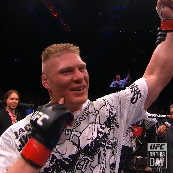 Brock Lesnar rematch with Frank Mir after his initial loss. He destroyed him.