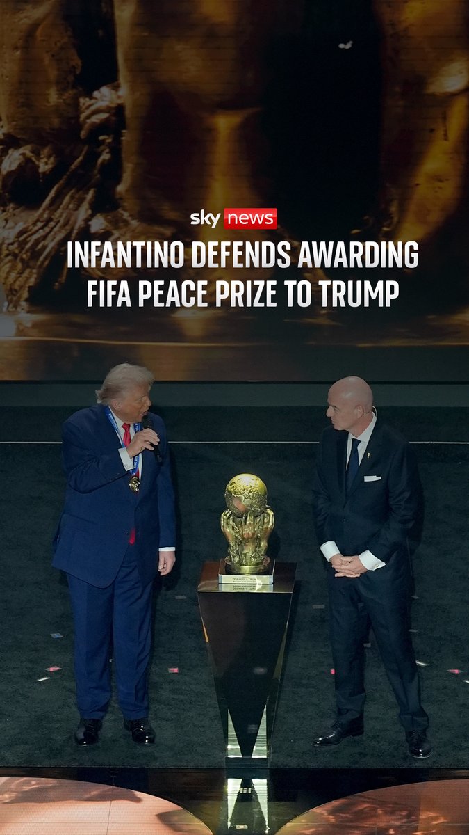 FIFA president Gianni Infantino tells me he gave Donald Trump the first ever FIFA Peace Prize because he 'saved lives'. In an exclusive interview, Infantino praises Trump's role in negotiating a ceasefire in Gaza. Watch the full interview on The World and YouTube tonight.