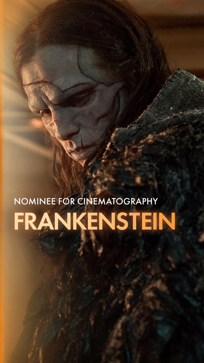 FRANKENSTEIN, cinematography by Dan Laustsen. Nominated for Best Cinematography at the 98th Oscars. Watch the #Oscars LIVE on Sunday, March 15th, at 7e/4p on ABC and Hulu. #OnlyAtTheOscars