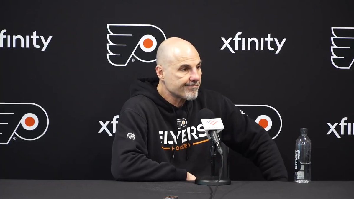 Head coach Rick Tocchet met with the media following Monday's practice from Flyers Training Center.