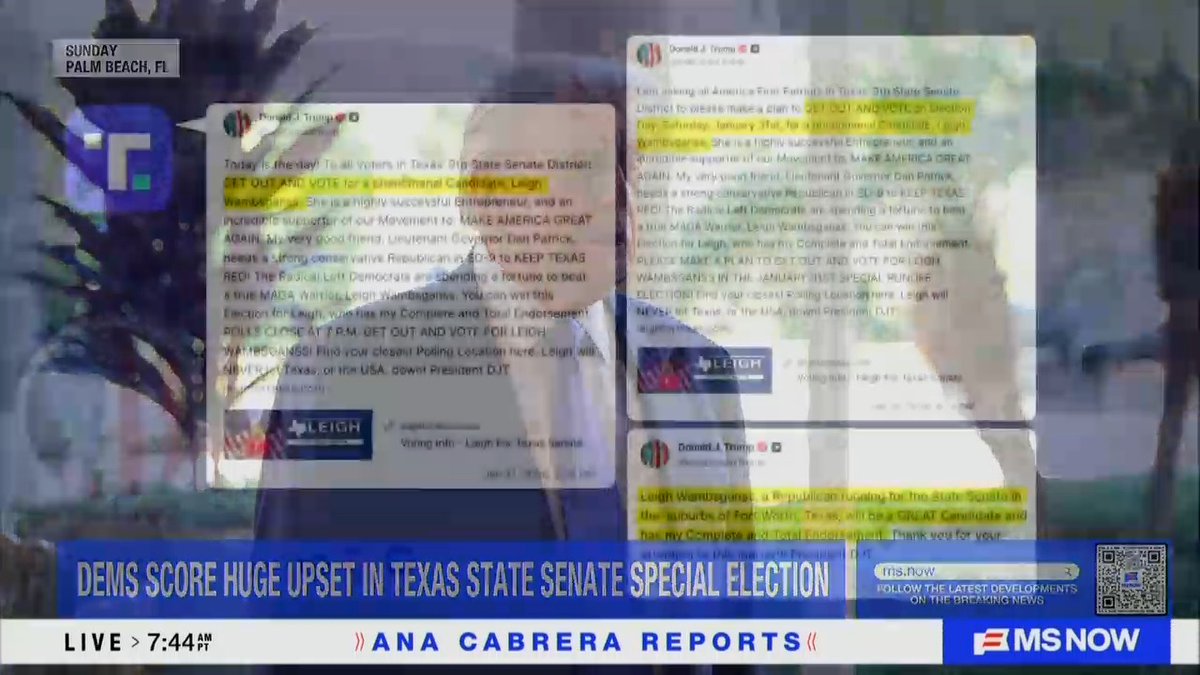 Host: Trump says he doesn't know about the special election in Texas, but he actually does. He posted 3 separate times about it before the election, trying to prop up the Republican candidate.