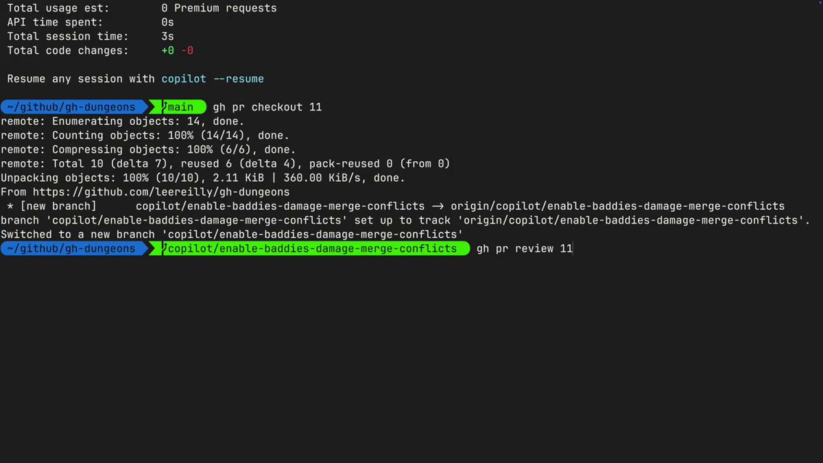SYSTEM MESSAGE: A new crawl has begun. This GitHub CLI extension turns your code into a roguelike dungeon crawler and generates deterministic runs from your commit SHA. Built by Lee Reilly using GitHub Copilot CLI.
