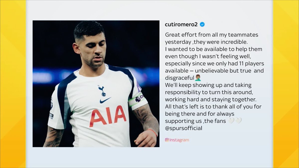 BREAKING: Cristian Romero has labelled the current situation at Spurs as 'unbelievable' and 'disgraceful' in a post on Instagram 😬👀