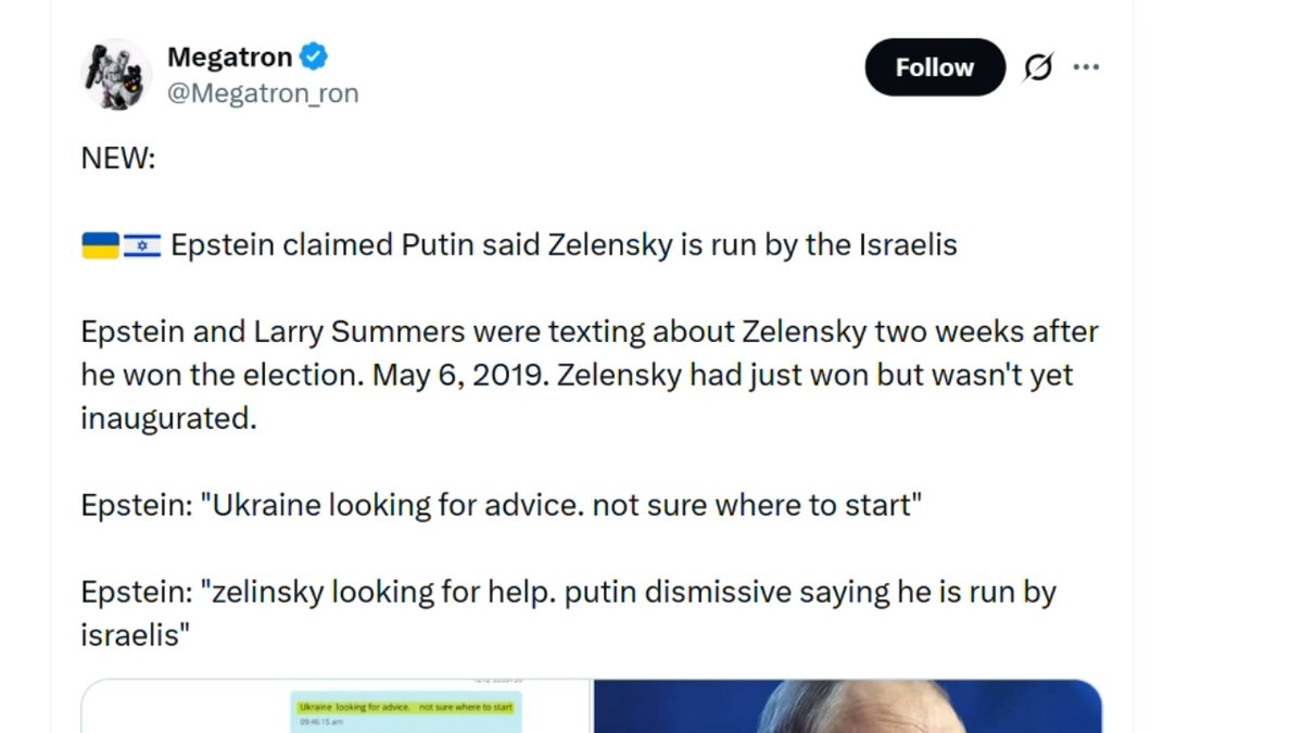 BREAKING: News Epstein Docs Reveal Putin Claimed Zelensky Is Run By Israelis! "Zelensky Looking For Help. Putin Dismissive Saying He Is run By Israelis"