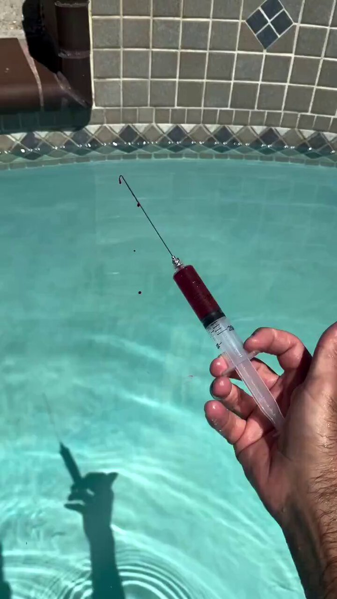 What process do you think he did with the syringe in the swimming pool?