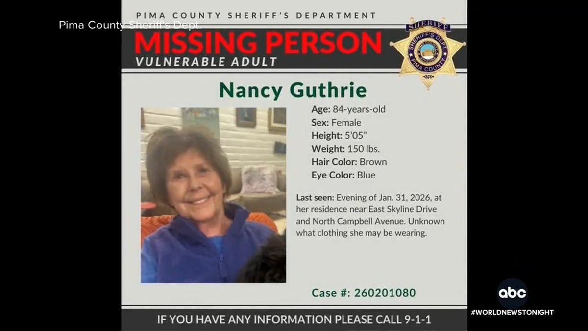 An urgent search is underway in Arizona for the 84-year-old mother of "Today" host Savannah Guthrie. Investigators don't believe Nancy Guthrie left her home willingly and that there was a possible abduction or kidnapping. Trevor Ault has the latest.