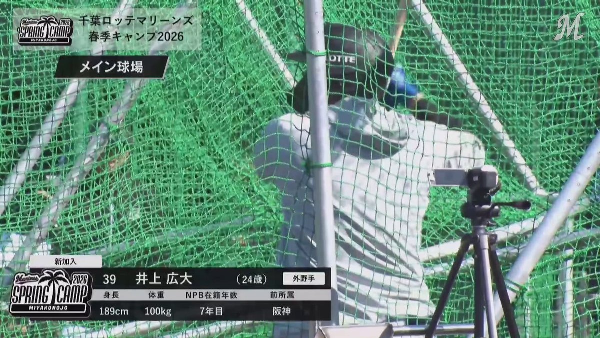 新加入の #井上広大 選手がフリーバッティングで快音を響かせる！ #chibalotte #MarinesSpringCamp