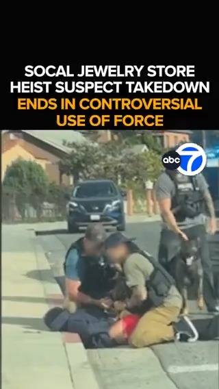 A smashing SoCal heist, where masked suspects ran their car into a local jewelry store, ends in a controversial takedown as one officer appears to punch a teen suspect. Now, new video of the tense scene is raising new questions. Tonight at 11 from ABC7.