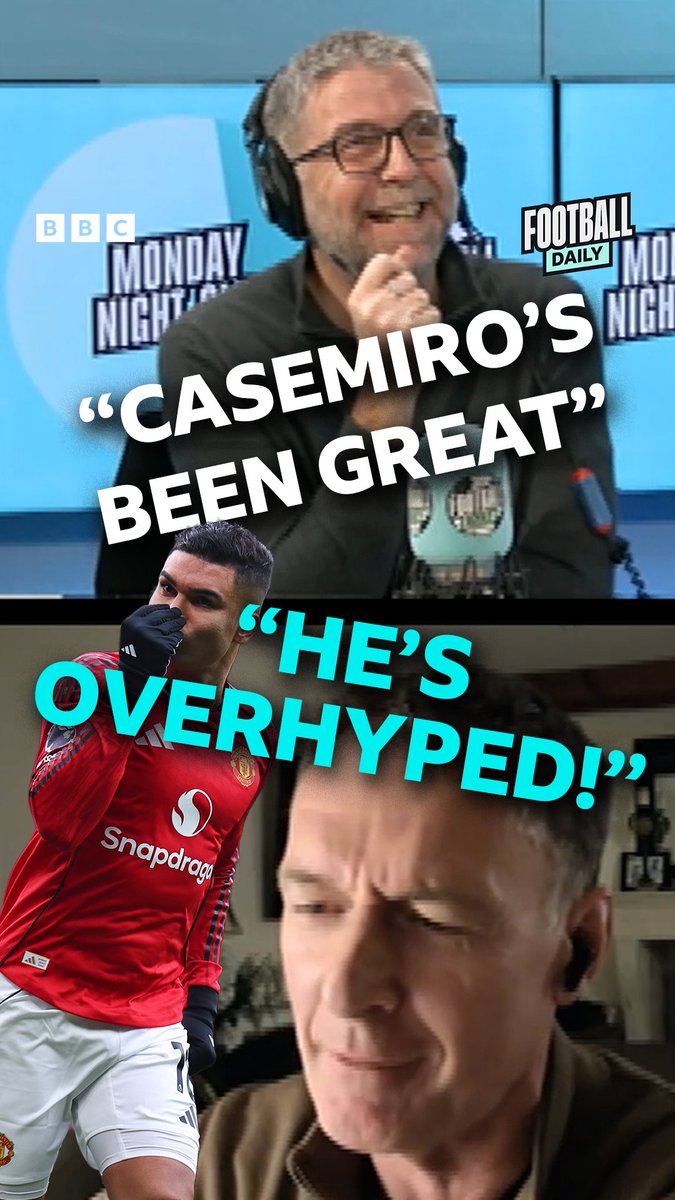 😱 "Are we overhyping Casemiro?" 📉 "He ranks in the bottom 2% of midfielders!" 🤓 Chris Sutton brings out the stats in this debate! 🎧 Hear more on the Monday Night Club on BBC Sounds #BBCFootball #MUFC