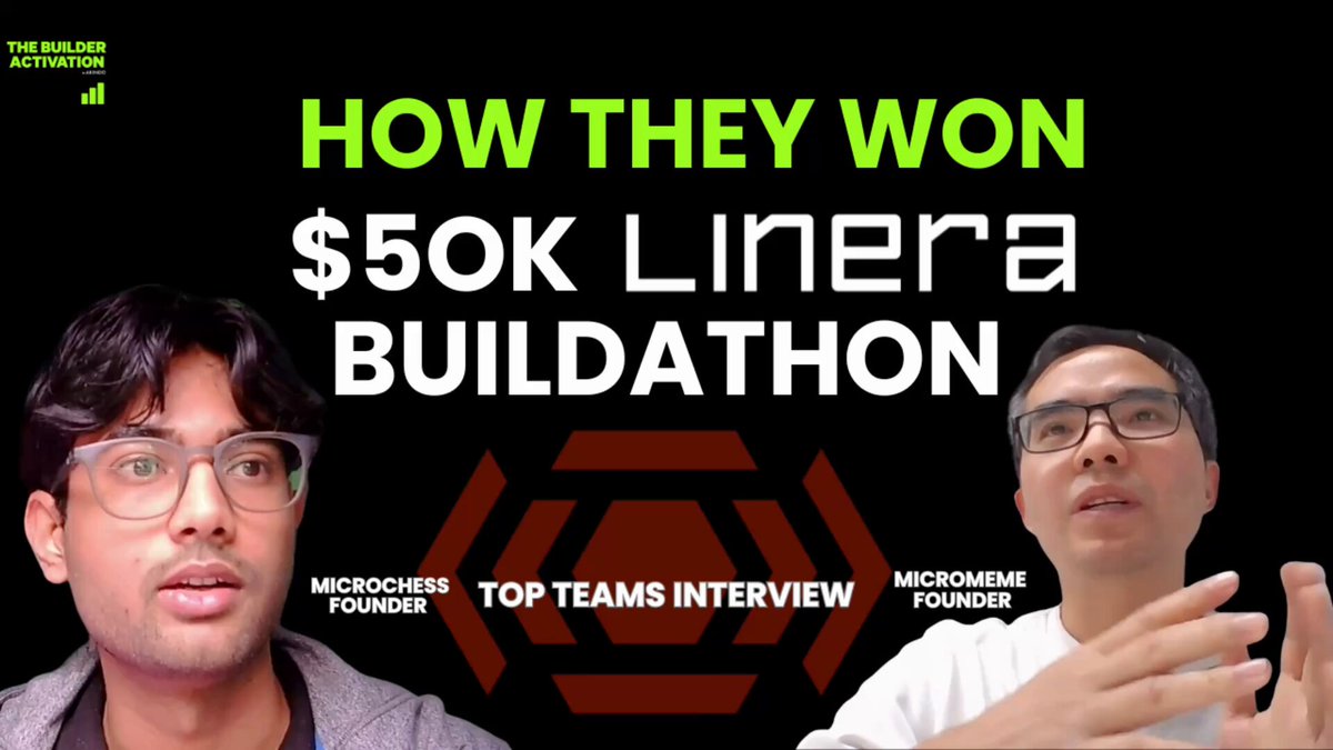Want to win hackathons or buildathons? Watch this first. It wasn’t about pitching. It was about building. microChess & microMeme share how they became top teams from a $50K total grant pool at the Linera x AKINDO Buildathon. Linera ⛓️ Host : Heelim - AKINDO Guest : Zhao KK, Founder - MicroMeme respeer.ai Guest : Niraj, Founder - MicroChess Niraj Sah 🎥 Full ep : 📷Subscribe : 👍Linera x AKINDO Buildathon : #AKINDO #Buildathon #Hackathon
