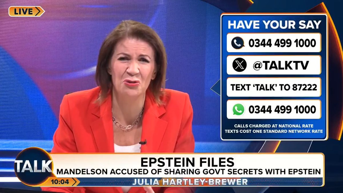 🚨"The woman is sick! Any mother who does that needs their head screwed on!" Julia Hartley-Brewer's furious outburst at Sarah Ferguson for taking her two daughters to visit Epstein five days after he was released for child sex crimes. Julia Hartley-Brewer