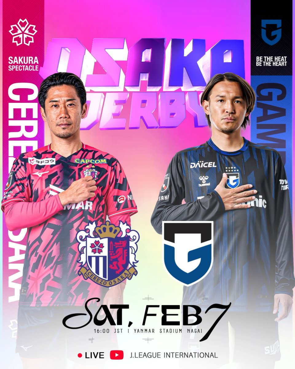 The Osaka Derby at Yanmar Stadium Nagai. It doesn’t get more epic than this. 🏟️ Which color will paint Osaka after 90 minutes? 💪 📺 Watch it LIVE on the J.LEAGUE International channel — don’t miss it!