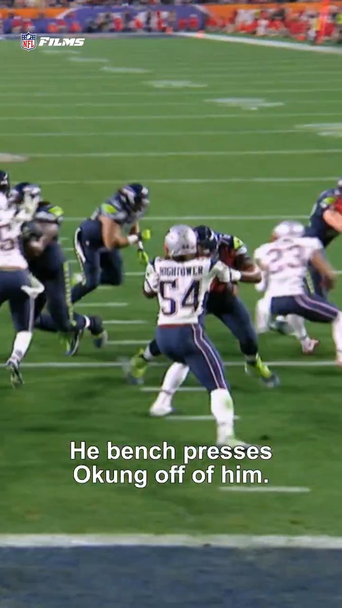 .Dont'a Hightower's goal-line tackle before Malcolm Butler's INT is an all-time underrated play 👏 New England Patriots