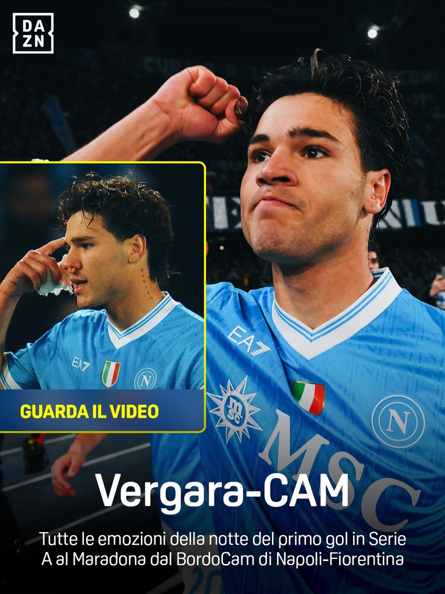 VERGARA-CAM ⚽🎥 Dal 1º gol in Serie A alle 𝒄𝒐𝒄𝒄𝒐𝒍𝒆 di McTominay e del Maradona 🫂🏟️ Il finale lo vive da 𝓽𝓲𝓯𝓸𝓼𝓸: "Oh, è fernut'?!" 😂🌋 🎤 Davide Bernardi BordoCam #NapoliFiorentina è disponibile ora su #DAZN! 📲 #Vergara
