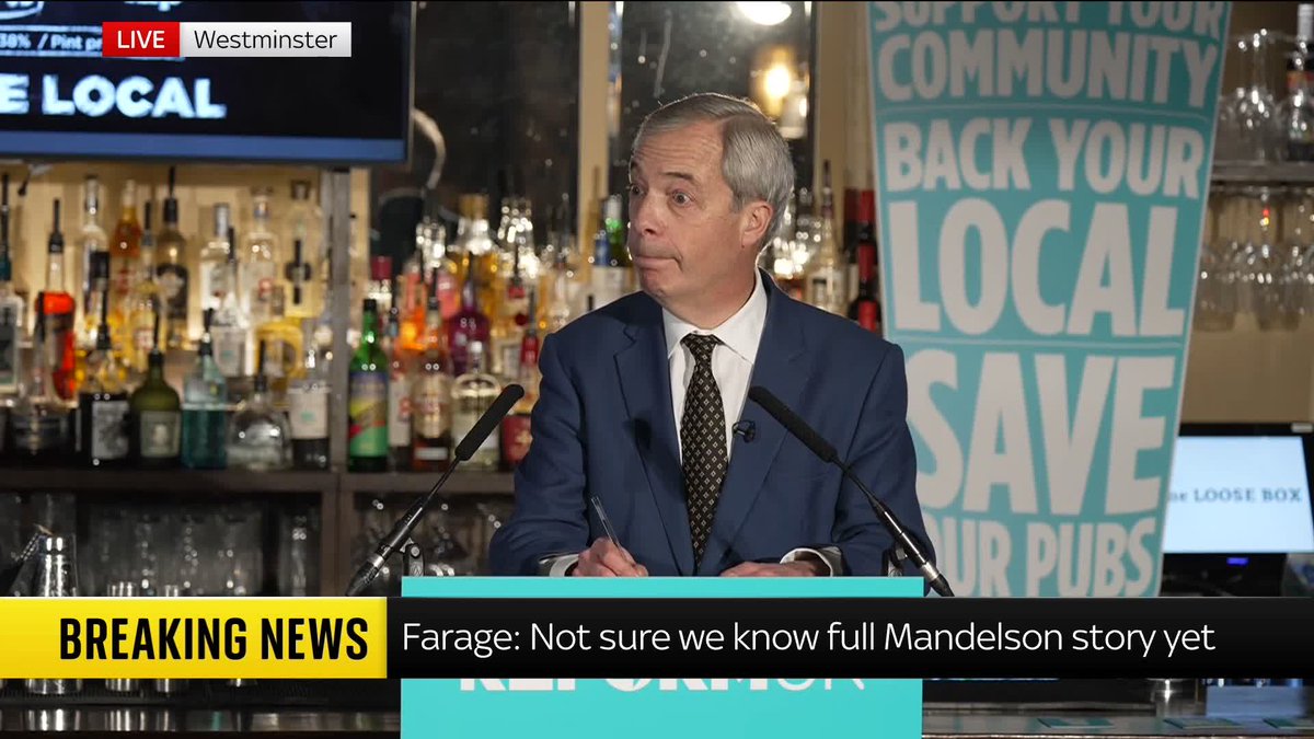 BREAKING: "It is a grave error of judgment on behalf of the Prime Minister." Reform UK leader Nigel Farage responds to Alexandra Rogers's question about the latest revelations surrounding Peter Mandelson and the Epstein files. 📺 Sky 501, Virgin 602