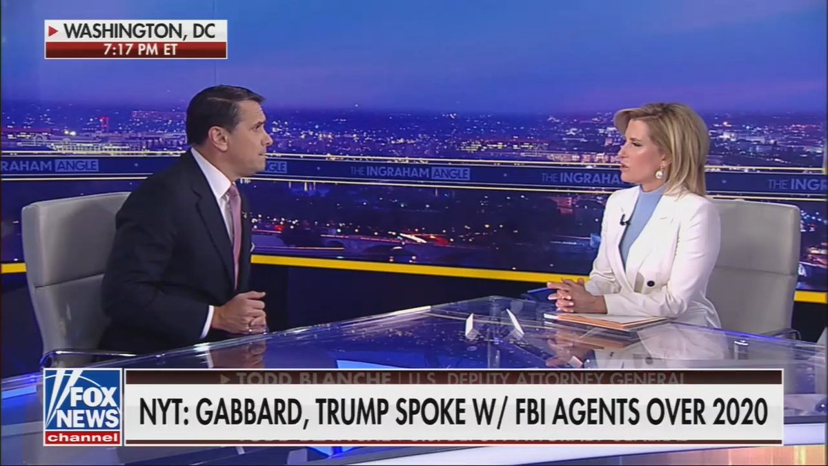 Fox: Did you ever find out why Tulsi Gabbard was at that raid? Trump's Deputy AG: I mean, she wasn't at the at the search. She was in the area where the search took place
