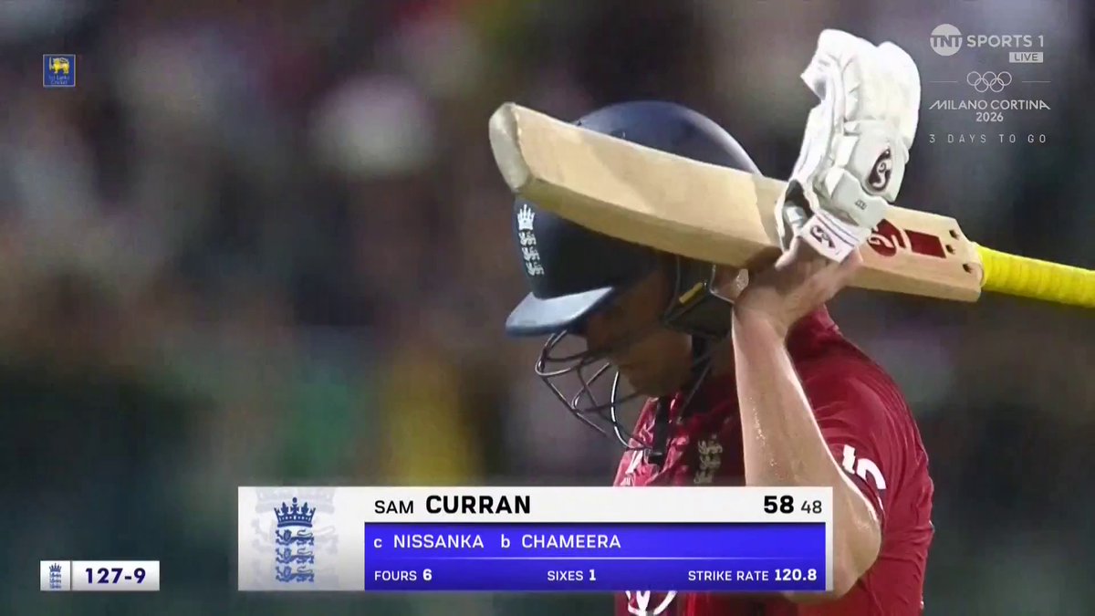 Sam Curren departs on the penultimate delivery, scoring 58 runs from 48 balls 🏏🏴󠁧󠁢󠁥󠁮󠁧󠁿 England end the innings setting Sri Lanka 129 to win 🇱🇰 📺 TNT Sports &amp; discovery+ UK