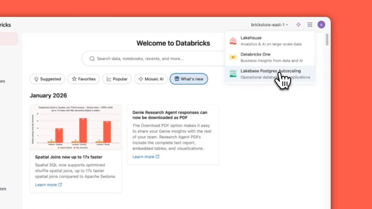 Operational databases have long relied on tightly coupled compute and storage. This architecture creates resource contention and pushes teams to manage infrastructure rather than build. As applications become more real time and automated, the transactional layer needs to adapt. Databricks Lakebase is built for that evolution: • Familiar Postgres semantics for app developers • Compute separated from durable state • Operational data running directly on the lakehouse • Serverless autoscaling (including scale to zero), branching, and recovery to match agent-driven workload Now generally available: