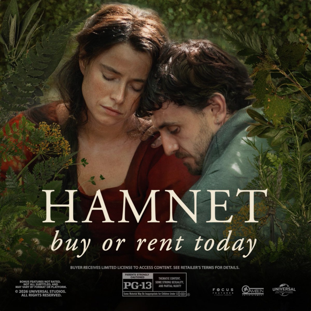 Keep your heart open. Chloé Zhao’s HAMNET is a Golden Globe winner for Best Picture and now nominated for 8 Academy Awards. Watch at home now, featuring exclusive behind-the-scenes bonus content: