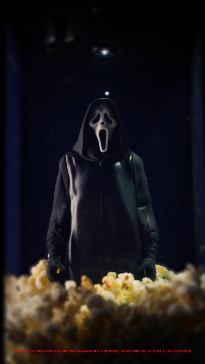 The phone rings. You ignore it. But Ghostface still finds you. The Regal Exclusive Ghostface Display Case Popcorn Container is coming soon. At select locations, while supplies last.