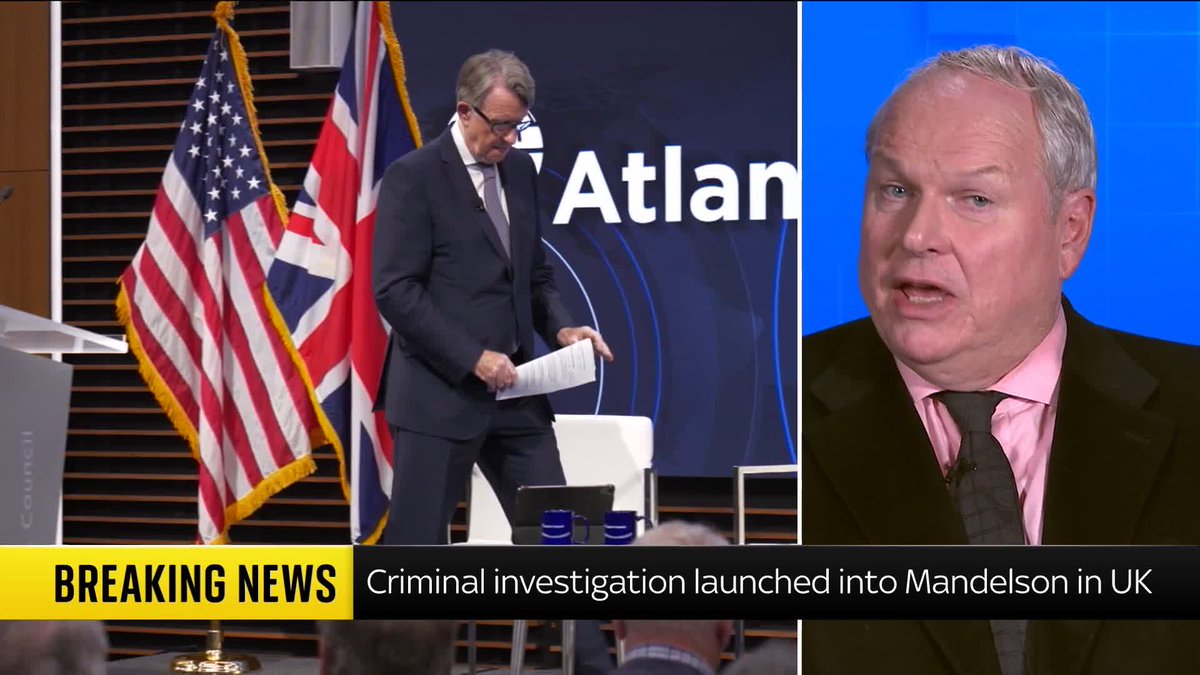 BREAKING: Peter Mandelson will face a criminal investigation into allegations that he leaked market sensitive information from Downing Street to Jeffrey Epstein, Sky News understands Live updates: 📺 Sky 501, Virgin 602, Freeview 233 and YouTube