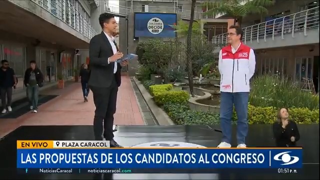 #ColombiaDecide2026 | Daniel Gómez candidato al Senado por el Nuevo Liberalismo, habló en la Plaza Caracol sobre sus propuestas de cara a las elecciones del próximo 8 de marzo. Más en