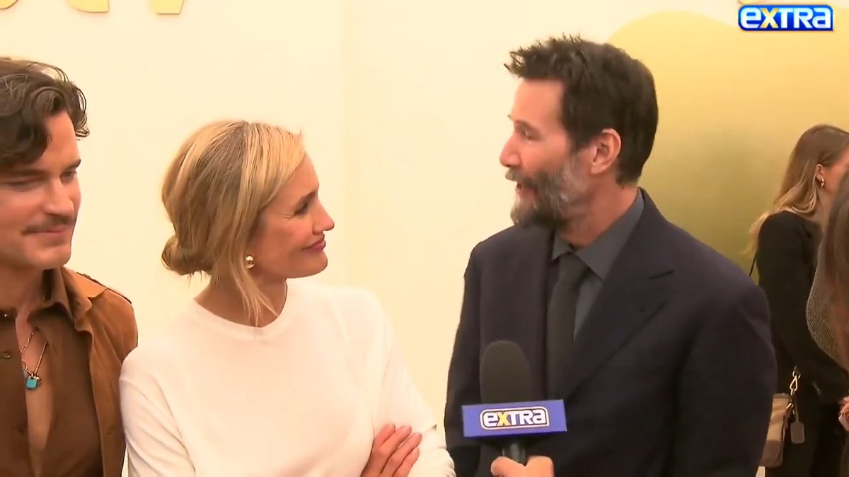 Cameron Diaz and Keanu Reeves are REUNITED 30 years after their rom-com "Feeling Minnesota," starring with Matt Bomer in the dark comedy "Outcome." 🥰
