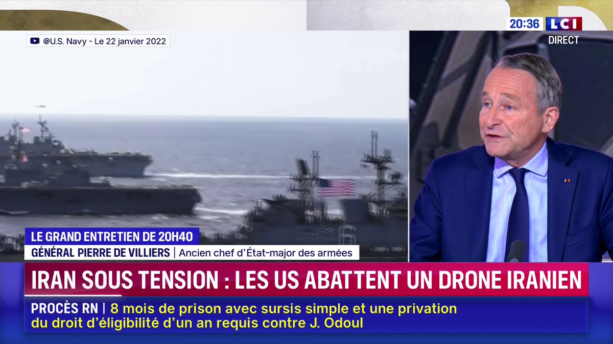 🔴 Les États-Unis abattent un drone iranien à proximité du porte-avions Abraham Lincoln 🗣️ "Avec le cumul du retour des États-puissances et du terrorisme islamiste radical, nous sommes dans un monde instable" 💬 Général Pierre de Villiers, ancien chef d’état-major des armées
