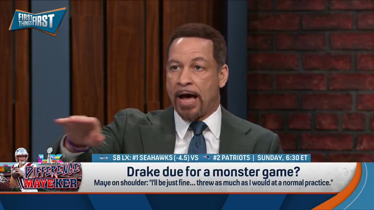 “What you want from [Drake Maye] is a monster game that’s clean. Being clean without a monster game is the most important thing.” Chris Broussard doesn’t see the Super Bowl being a shootout between the Seahawks and Patriots 👀