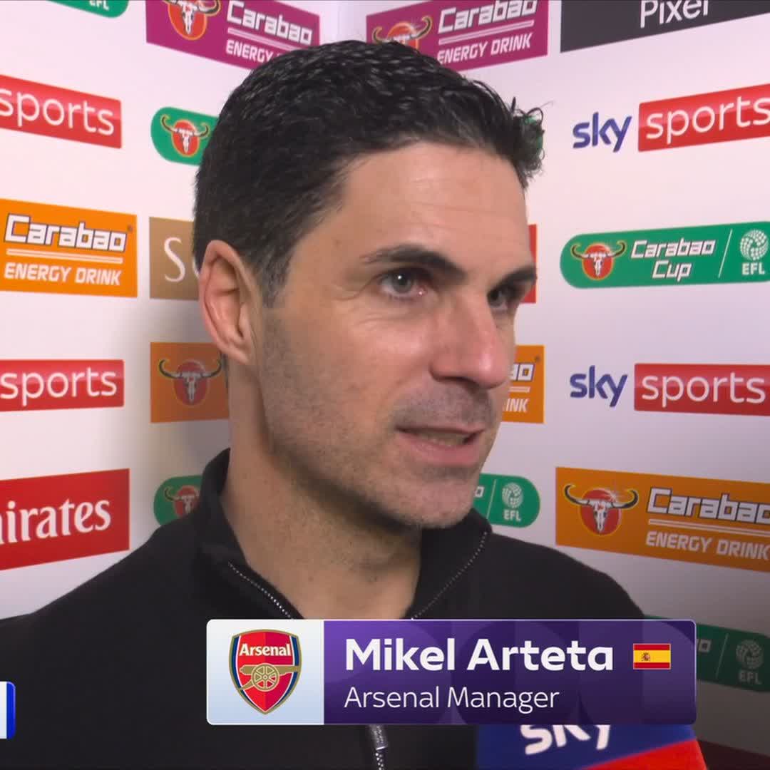 "So happy" 😁 Mikel Arteta is delighted after Arsenal reach the Carabao Cup final ✅