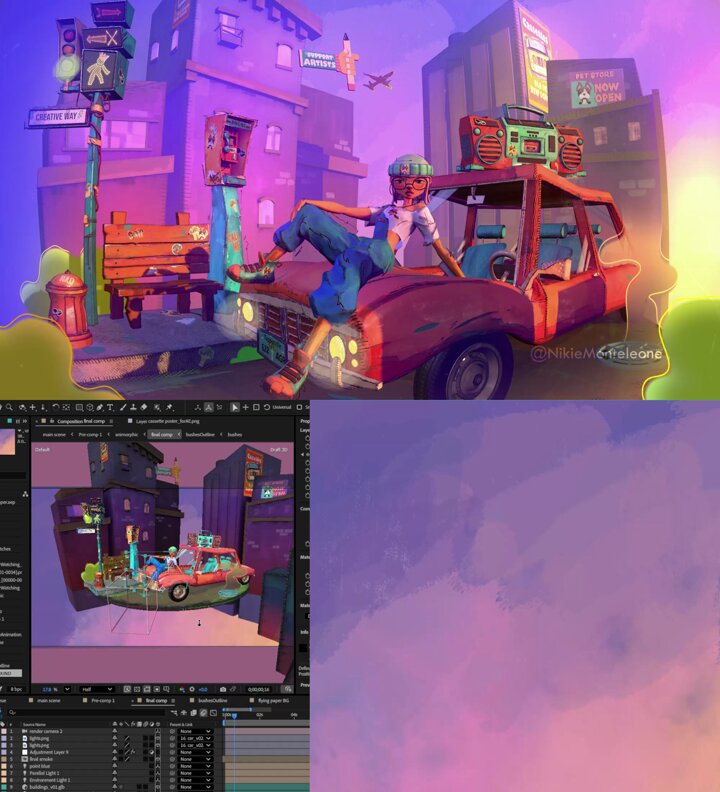 Pushed AE and 3D to the limits on this one. Comp/animation/layout all in After Effects! Really looking forward to exploring more now that we have 3D prims and Substance material support 😍 #aftereffects #adobe