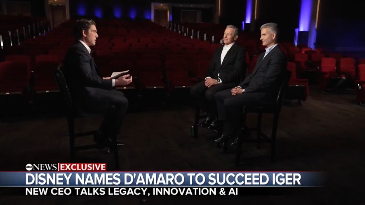 The Walt Disney Company has named Josh D'Amaro as its new CEO, succeeding Bob Iger after nearly two decades of leadership. David Muir sits down with D'Amaro and Iger to discuss Disney's future – including streaming, embracing AI, and the company's legacy.