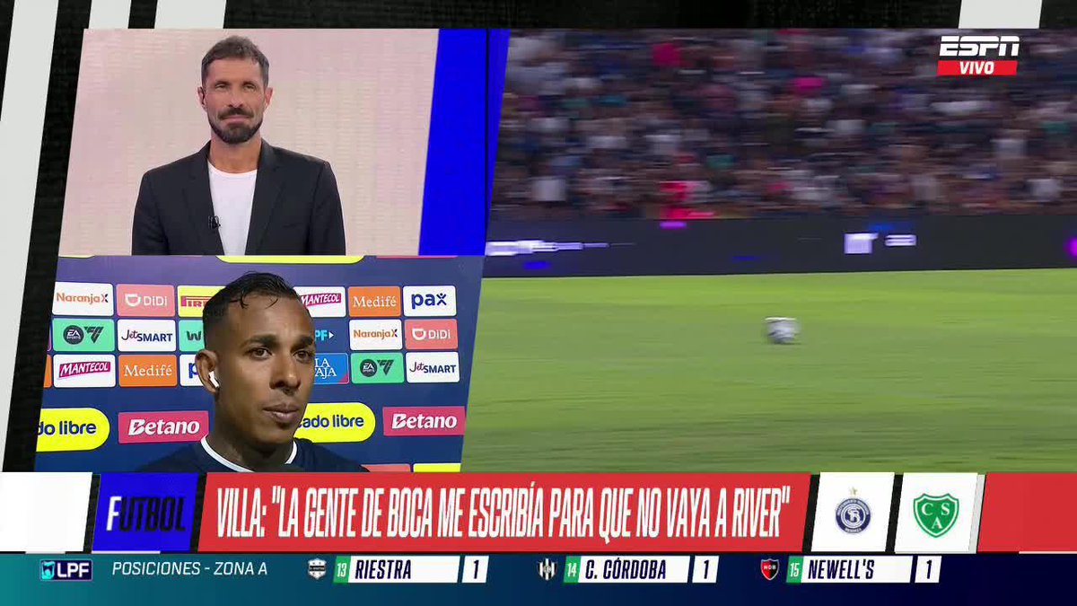 "LA GENTE DE BOCA ME ESCRIBÍA PARA QUE NO VAYA A RIVER". Villa se refirió a los mensajes que recibió de los hinchas xeneizes para que no juegue en el Millonario. 📺#ESPNF10 | #DisneyPlus Plan Premium