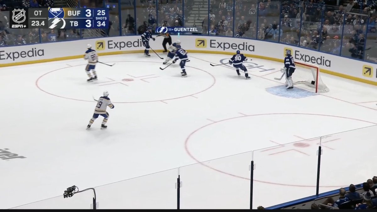 Peyton Krebs gets caught puck watching, and the Lightning win it in overtime
