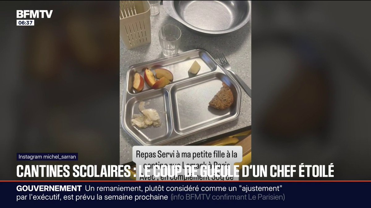 "Mal nourrir les enfants est un vrai problème de santé publique": le chef étoilé Michel Sarran s'indigne du repas servi à sa petite-fille dans son école maternelle