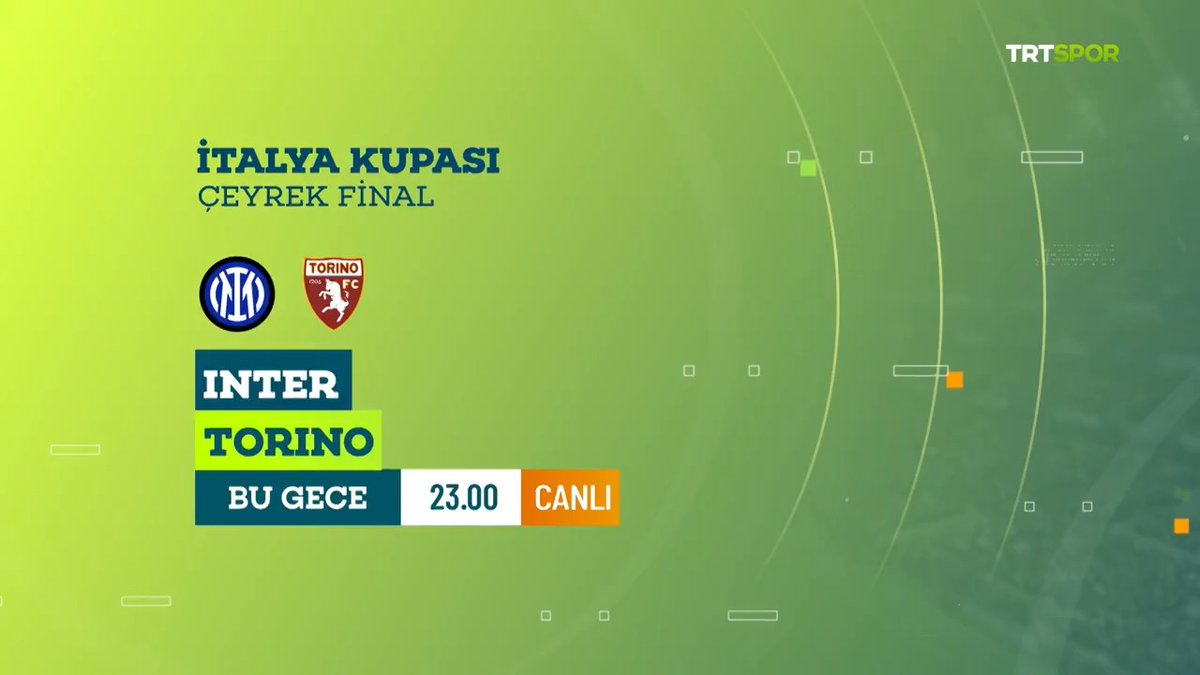 ๐ฎ๐น๐ ฤฐtalya Kupasฤฑ'nda รงeyrek final heyecanฤฑ TRT Spor'da! ๐คฉ ๐ต Inter x Torino ๐ด ๐
Bu akลam ๐ 23.00 ๐บ๐ป๐ฑ TRT Spor