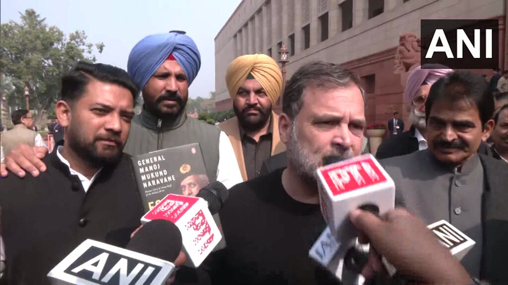 #WATCH | Lok Sabha LoP Rahul Gandhi says, "I don't think PM will have the guts to come to the Lok Sabha today because if he comes, I am going to give him this book. If the PM comes, I will go physically and hand him this book so he can read it and the country can get to know the truth." "...Every youngster in India should see that this book exists. This is Mr Naravane's book. He has given an entire account of Ladakh in this book; I have been told that I cannot quote this book. The main line is what the PM said - "jo uchit samjho wo karo". When the (former) Chief of Army Staff General Naravane called up Rajnath Singh ji and said that Chinese tanks have reached the Kailash Ridge, so what should we do? First, Rajnath Singh did not respond to him. He asked Jaishankar ji, NSA and Rajnath Singh but received no reply. He then called up Rajnath Singh once again. Rajnath Singh told him that he would ask the 'top'. The standing order of the 'top' was that if Chinese forces come in, we should not fire on them without permission. Naravane ji and our Army wanted to fire on those tanks because they had entered our territory. Narendra Modi ji gave a message that "jo uchit samjho wo karo". It means that Narendra Modi did not fulfil his duties; he told the Army chief to do whatever he wants as "mere bas ki nahi hai." Naravane ji writes, 'I felt really alone, I was abandoned by the entire establishment."
