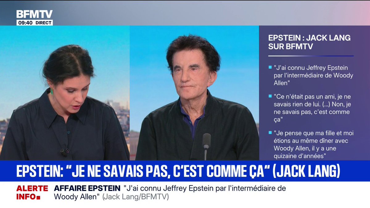 Jack Lang assure n'avoir fait "aucune affaire" avec Jeffrey Epstein
